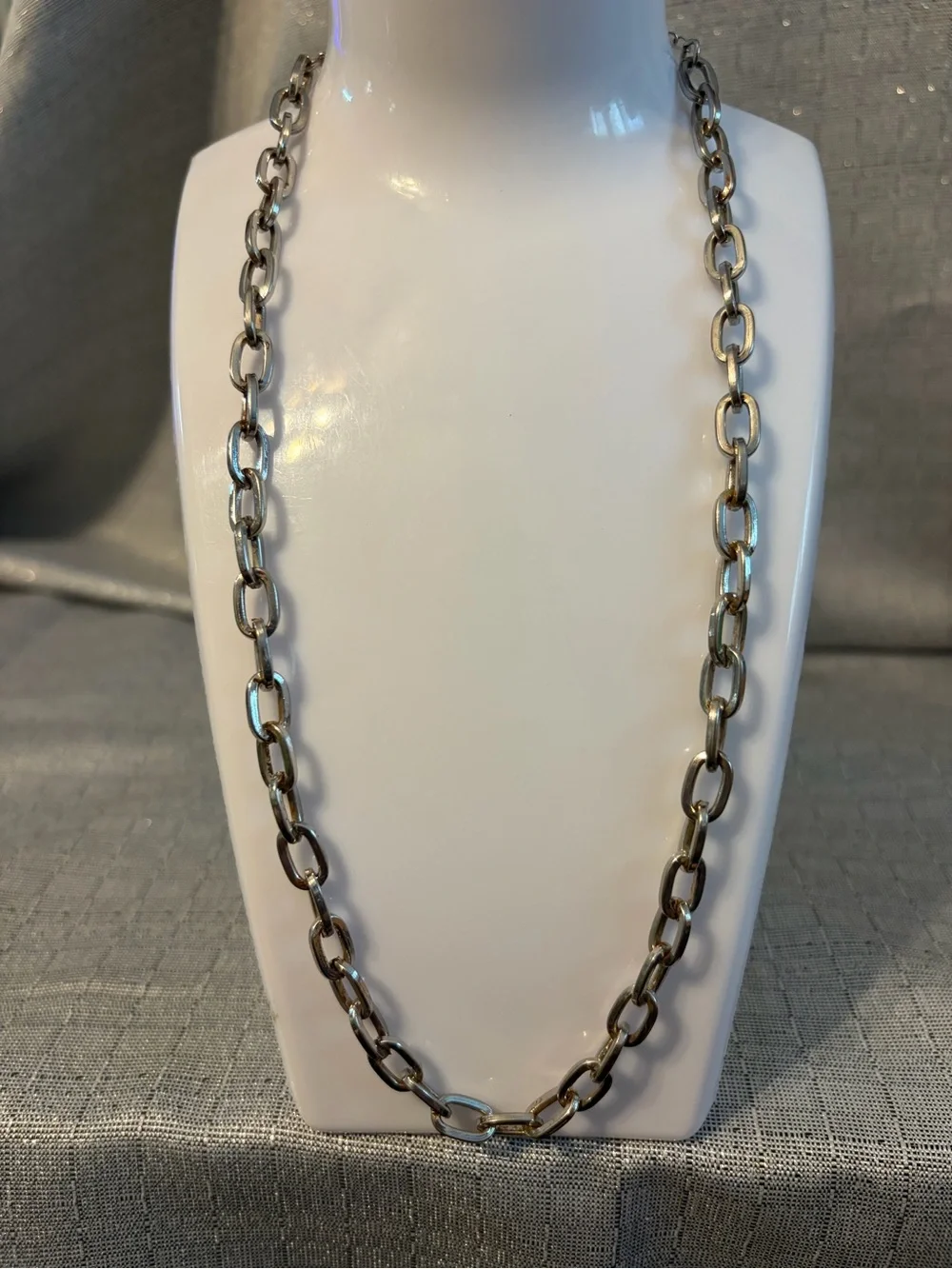 Polished Silver-Tone Chain Necklace for Women